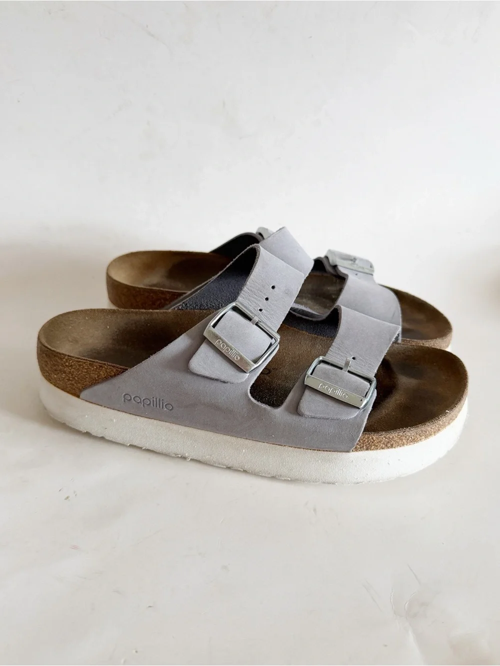 Papillio Birkenstock Arizona Flex Purple Fog Platform Sandals size 39 EU L 8